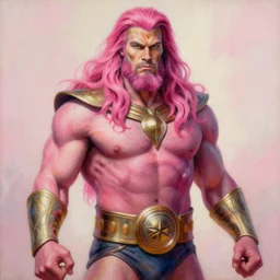 a highly detailed pink painting of namor, by james gurney, greg rutkowski, by craig mullins