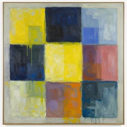 abstract painting with squares, vincent lefevre and hernan bas and pat steir and hilma af klint, psychological, photorealistic, dripping paint, washy brush, rendered in octane, altermodern, masterpiece