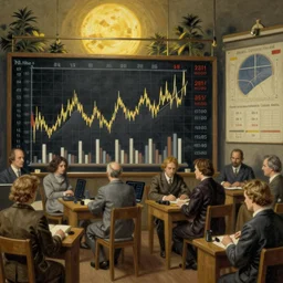 Painting of the stock market. Style of Hieronymus Bosch. High resolution. Highly detailed. Art station. 8k
