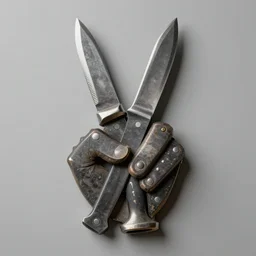 machetes arranged into a peace sign, photography, highly detailed, high quality, 8 k, soft lighting,
