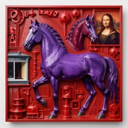 a purple horses, in the style of beksinski, parts by edward hopper, parts by rodcenko, parts by yue minjun, intricate and epic composition, red by davinci, insanely quality, highly detailed, masterpiece, red light, artstation, 4 k