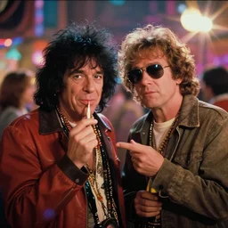 cheech and chong in fear and loathing in las vegas movie, everyone is on psychedelic drugs, cinematic still, movie still, long lens, shallow depth of field, bokeh, anamorphic lens flare, 8 k
