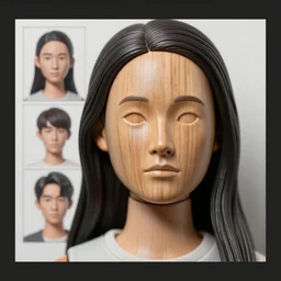 girl with a wooden face, character sheet, concept design, contrast, hot toys, kim jung gi, greg rutkowski, zabrocki, karlkka, jayison devadas, trending on artstation, 8 k, ultra wide angle, pincushion lens effect