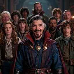 Eleven from Stranger Things (Season 3) as the Ancient One, smiling, long hair, film still from 'Doctor Strange'