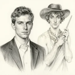 hyperrealist pencil sketch of ken curtis as festus david malan and alphonse mucha, fantasy art, drawing, dynamic lighting, artstation, poster, volumetric lighting, very detailed faces, 4 k, award winning