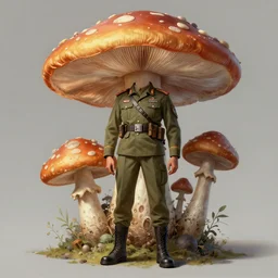 humanoid mushroom, military outfit, elegant intricate digital painting artstation concept art by mark brooks and brad kunkle detailed