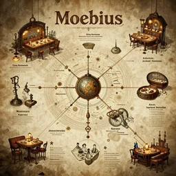 Steampunk restaurant overview mapa design, Moebius, Greg Rutkowski, Zabrocki, Karlkka, Jayison Devadas, Phuoc Quan, trending on Artstation, 8K, ultra wide angle, pincushion lens effect