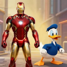 iron man and howard the duck, cinematic, 8 k, various digital art