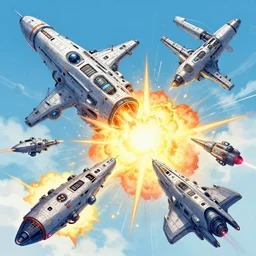 illustrated by moebius and greg rutkowski, giant spaceships battle!!!, flash explosions, orbital station, nebulae!!, starry sky!!, rule of third!!!!, vintage cover of sci - fi magazine