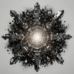 epic scale cinematic symmetrical electrical computer being character concept of a beautiful dark crystals powder liquids, glowing black dark velvet, sacred ethereal volumetric lighting darkness entity visionary fantasy art by max chroma artstation max chroma full - spectrum greyscales alphonse mucha greg rutkowsky android jones alex grey muted subdued minimal rule of thirds golden ratio sacred geometry ai generated art centered symmetrical symmetry