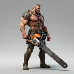 alive long chainsaw with muscular arms and legs. full - length portrait, concept art, extremely high details, octane render, artstation contest winner, digital art by slawomir maniak, simon stalenhag. masterpiece