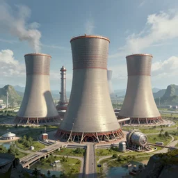 a fantasy elven nuclear power plant. award winning digital art, trending on artstation