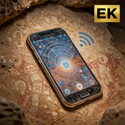 Ancient cave painting with intricate details depicting a smartphone, wireless communication and the internet, intricately detailed, archaeological discovery, photo realistic, high resolution, dramatic lighting, award winning, depth of field, UHD 8K