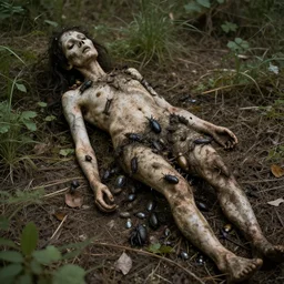 a dead body covered with bugs