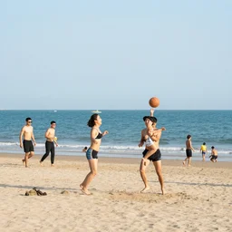 A beach where young people are happily playing, realism, 4k hd