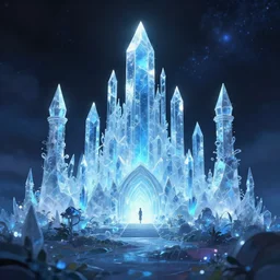 cosmic garden of the ice crystal palace. award - winning 3 d anime by an indie studio, heavily stylized, rimlighting, depth of field, limited palette, impressionism, chiaroscuro, bokeh.