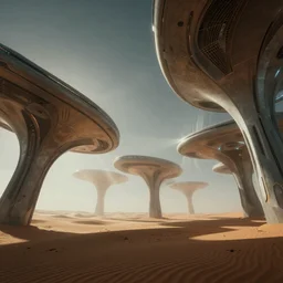 futuristic branching and vaulted structure stretching out across the desert, beautiful dynamic lighting, cinematic, wide angle establishing shot, extremely high detail, photo realistic, cinematic lighting, post processed, concept art, artstation, matte painting, style by eddie mendoza, raphael lacoste, alex ross, volumetric lighting, light rays, photorealistic, ultrarealistic, moody, coronarender, 8k