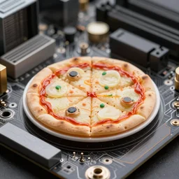 3 5 mm macro photography of a computer motherboard pizza