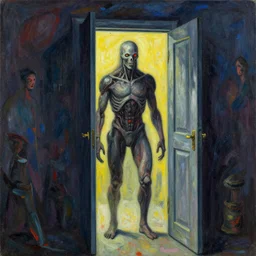 artificial super consciousness opening the door to the unknown by anton fadeev, by hr giger, fauvism, horror, trending on artstation, masterpiece, octa render