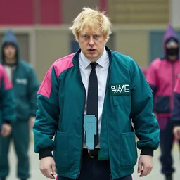 boris johnson wearing a squid game outfit
