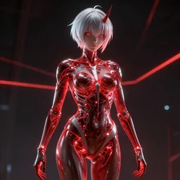 unnatural body rei ayanami, fluent composition, red and white neon, concept art, ambient light, 4 k, intricate details, highly professionally detailed, cgsociety, highly detailed -