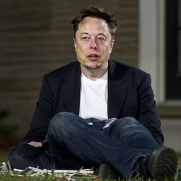 A photo of Elon Musk after he becomes homeless and loses his wealth