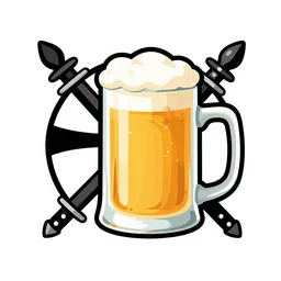 Logo with cross and swords and mug full of beer for the pub of the beer lover crusaders order , graph design, typographic, digital painting, artstation, concept art, smooth, sharp focus, illustration, artstation trending, octane render, unreal engine