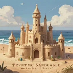 highly detailed fantasy art titled: 'Prismatic Sandcastle on the Magic Beach', artstation style, artstation form