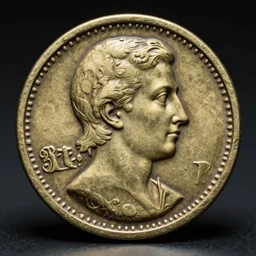 film still, thick ancient coin, portrait, intricate, elegant, product shot, macro, highly detailed, dramatic lighting, sharp focus, octane render