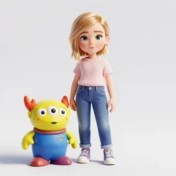 maisie williams like a toy made by pixar, conceptual 3 d render