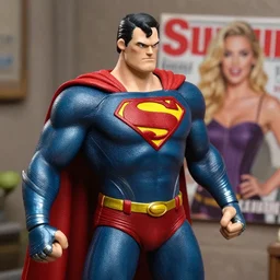 movie steel of superman, high quality, clayface is morphing into [ a blond female model in the magazine ]