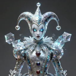 front shot of a court jester character, hyperdimensional, bioluminescent hypercubes, crystalline holography, (((intricate))), elegant, highly detailed, centered, (((artstation, concept art, smooth, sharp focus, artgerm, Tomasz Alen Kopera, Peter Mohrbacher, donato giancola, Joseph Christian Leyendecker, WLOP, Boris Vallejo))), mugshot!!!!!, ugly!!!!!!, octane render, nvidia raytracing demo, grainy, muted, 8K, digitalblasphemy
