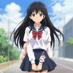 beautiful anime high - school girl, full body, high detail of the face, 1 / 8 hasui kawase