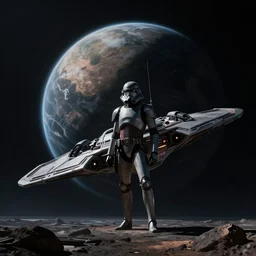 star wars lighthourse, on the orbit of planet, in style of alien movie