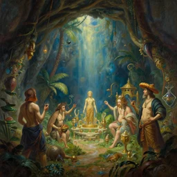 magical tropical fantasy island cave of mystic treasure, artstation, oil painting, painted ruan jia raymond swanland lawrence alma tadema zdzislaw beksinski norman rockwell tom lovell alex malveda greg staples