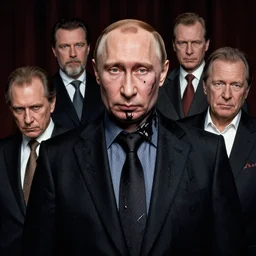 portrait of vladimir putin wearing evil black oily tar by hr giger, greg rutkowski, luis royo and wayne barlowe, 8 k