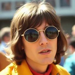 a beatle, 1 9 6 6, colour photo, round sunglasses