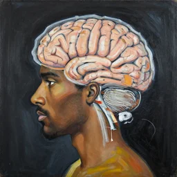 basquiat painting depicting a man stuck inside his brain