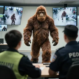 bigfoot the security guard watching CCTV footage