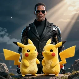 Samuel L. Jackson plays Terminator and saves pikachu, scene from the film