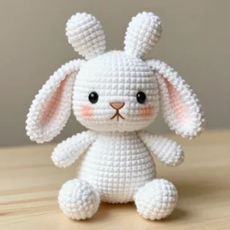 cute crocheted plush toy of a white bunny