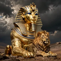 golden mask egyptian jason momoa lion, beksinski