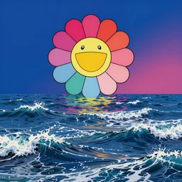 Ocean waves in a psychedelic dream world. Wayne Thiebaud. Takashi Murakami. Paul Klee. Minimalist.