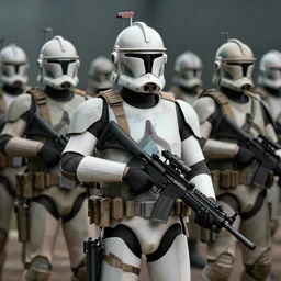 photo of an army of human clones, highly-detailed