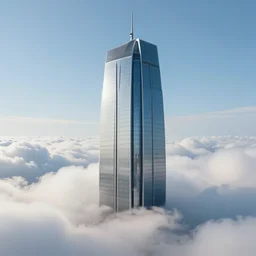 modern skyscraper resting on clouds, highly detailed, trending on artstation, symbolism, surrealism, art