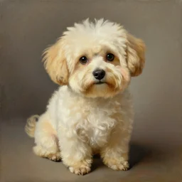 painting of one cute dog, in style of edouard manet, photorealistic