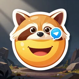 rocket raccoon as hello emoji, telegram sticker design, flat design, glossy design, white outline.
