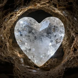 a heart shaped crystal in a cave