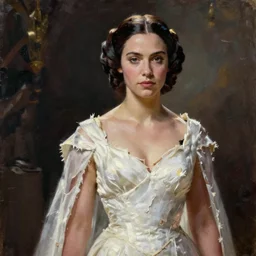 oil painting of Princess Leia white ceremony dress torn ripped by frank frazetta alluring pin up deviant art seductive