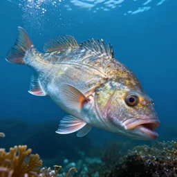 incredibly detailed atlantic cod, hyper realistic, underwater, beautiful, dynamic camera angle, canon 5 d, 4 k,